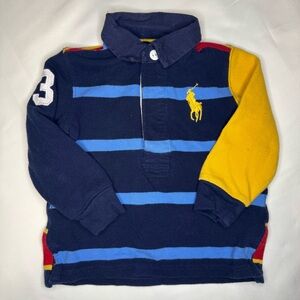 Ralph Lauren 12M Boys Striped Long Sleeve Rugby Shirt – Colorblock